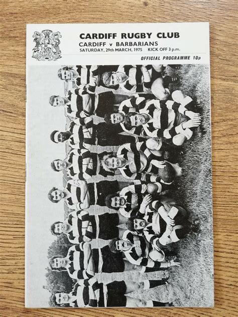 Cardiff V Barbarians Mar Rugby Programme Rugbyreplay