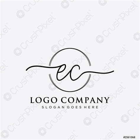 Ec diseño inicial del logotipo de la escritura vector de stock