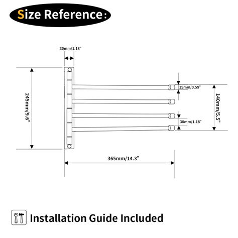 GERZWY Swivel Towel Bar SUS 304 Stainless Steel 4 Arm Bathroom Swing