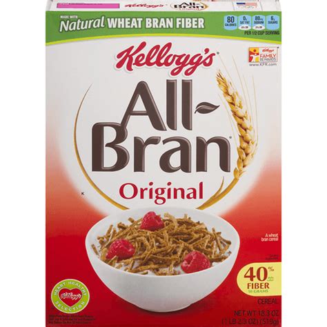 All-Bran Cereal Breakfast Cereal, Original Wheat Bran, Excellent Source ...