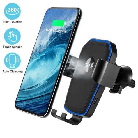 360° Automatic Clamping Qi Wireless 15w Car Charging Mount Air Vent