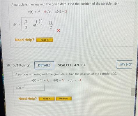 Solved A Particle Is Moving With The Given Data Find The Chegg