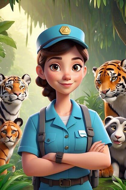 Premium Photo Zookeeper Cartoon Character 3d Animation Illustration Guide