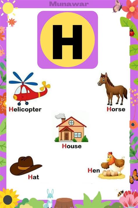 Words from h Alphabet Phonics, H Words, English Exercises, Alphabet Pictures, Vocabulary Words ...