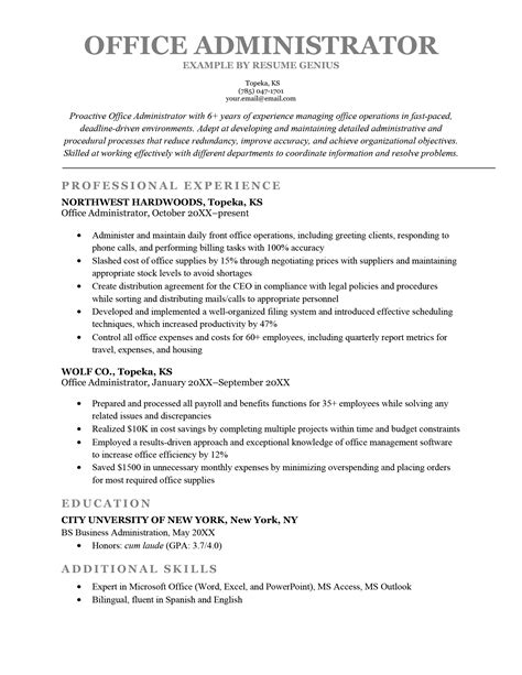 Office Administrator Resume Example And Writing Tips