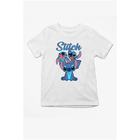 Tricou Personalizat Pentru Copii Cu Imprimeu Desene Stitch Alb 134