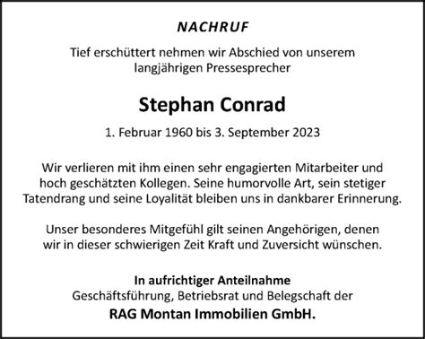 Traueranzeigen Von Stephan Conrad Trauer In NRW De