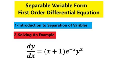 Separable Variable Form Differential Equation First Order Youtube