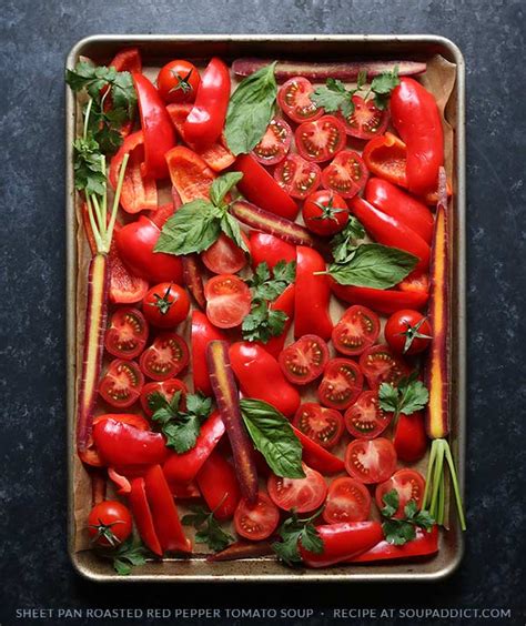 Roasted Red Pepper And Tomato Soup Sheet Pan Meal Soupaddict