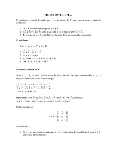 Producto Vectorial El Producto Vectorial Denotado Por X Es