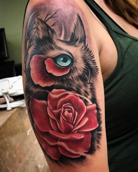 Owl Rose Mash Up By Chad Pelland Tattoos