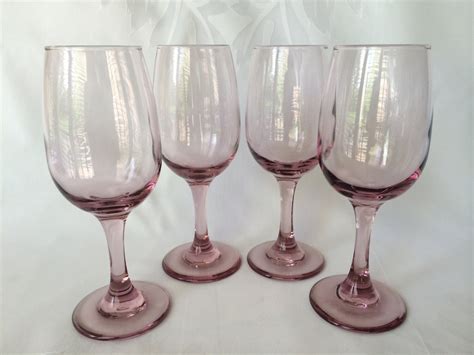 Pink Wine Glasses Libbey Plum Pink Set Of Four By Dotnbettys