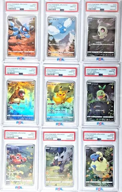 LOT DE 9 cartes Pokémon PSA 10 Pikachu AR 205 172 VSTAR Univers Dieu