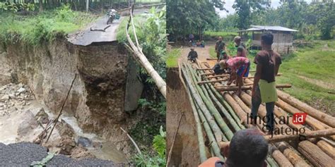 Jembatan Bancang Rembang Amblas Diterjang Luapan Arus Sungai