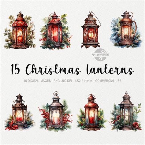 15 Christmas Lantern Clipart, Lantern PNG, Lamp, Candle, Christmas ...