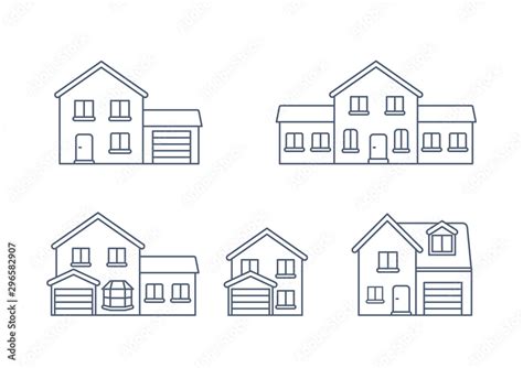 House Vector / Home outline icon / Building vector line houses. Stock ...