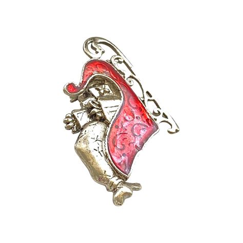 Santa Sleigh Christmas Holiday Brooch Pin Vintage F Gem