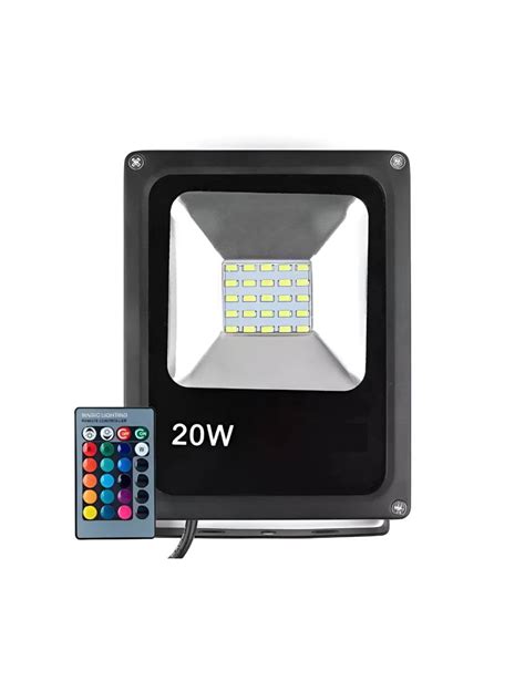 Refletor LED SMD 20w Holofote RGB Controle Prova d água BrilhoLux