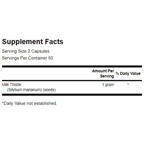 Swanson Milk Thistle 500 мг 100 капсули 3018 Хранителни добавки