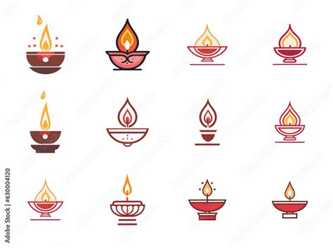 Diya Icons For Diwali Festival Of India Stock Vector Adobe Stock