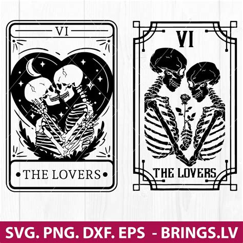 Lovers Tarot Card Svg Tarot Svg The Lovers Card Svg Skull Couple