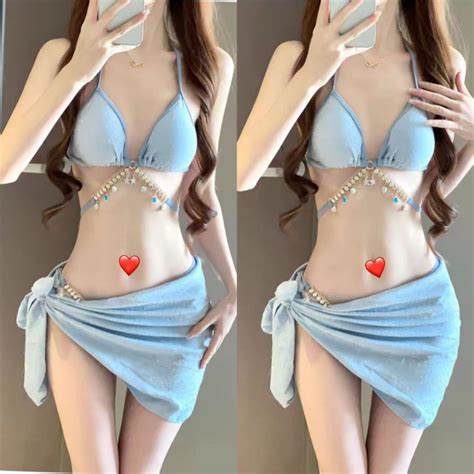 đồ bơi bikini nhũ 3 chi tiết kèm khăn xích tua rua Shopee Việt Nam