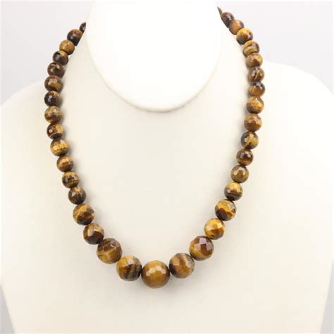 Sterling Silver Tigers Eye Beaded Necklace Property Room