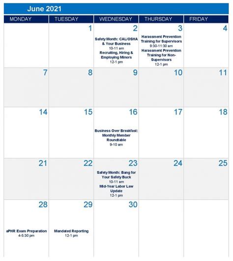 California Employers Association - June Calendar of Events