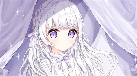 Light Purple Eyes White Hair Dress Anime Girl HD Anime Girl Wallpapers | HD Wallpapers | ID #86697