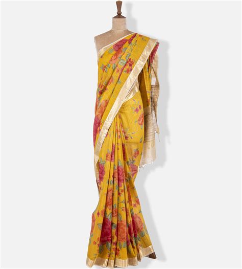 Yellow Moonga Tussar Saree