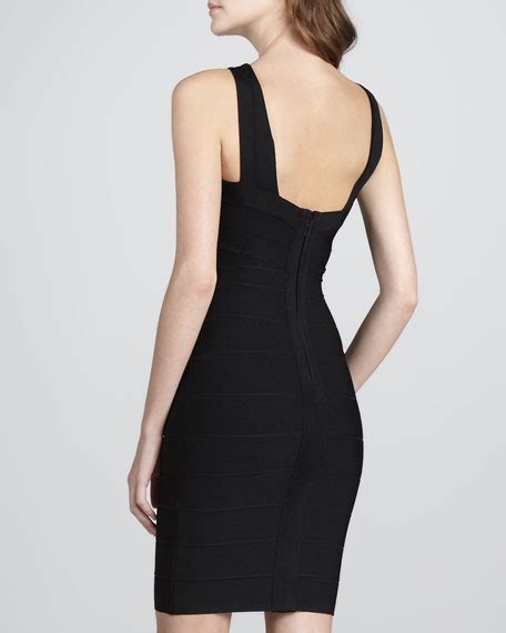 Herve Leger Cut In Bandage Dress Black