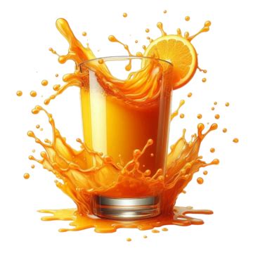 A Glass Filled With Orange Juice Splashing Out Of The Glass Orange