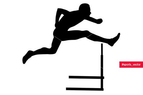 Sprinter Runner Men Running Hurdles Black Silhouette Man Running