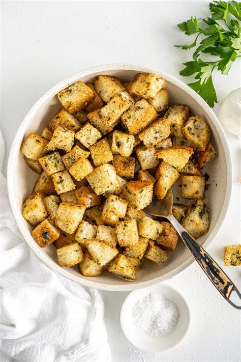 Garlic And Herb Homemade Croutons The Novice Chef