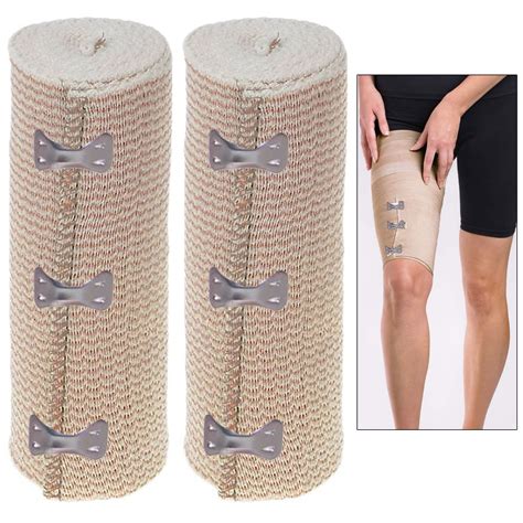 Atb Large 6 Inch Cotton Elastic Bandages With Clip Closure For Wound