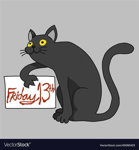 Black cat friday 13th cartoon Royalty Free Vector Image