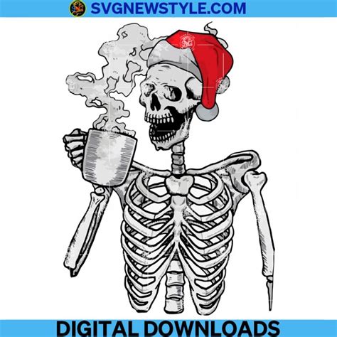 Christmas Santa Hat Skeleton Png Coffee Christmas Png Santa Xmas Png