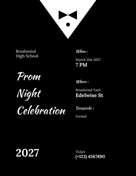 Black And White High School Prom Night Poster Black Tie - Venngage