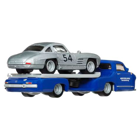 Hot Wheels Mercedes Benz 300 SL 55 MB Blaues Wunder Team Transport Mini Hunts