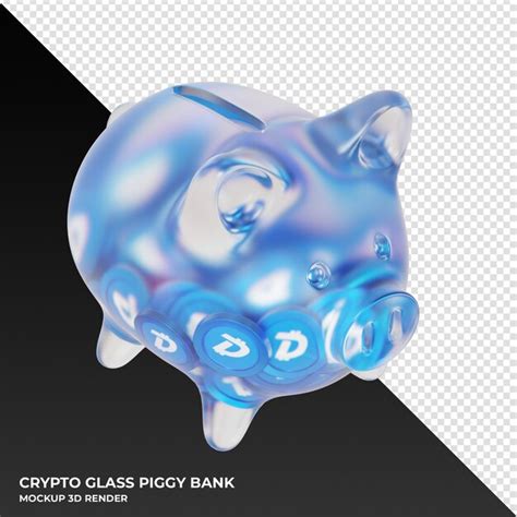 Premium PSD Digibyte Dgb Glass Piggy Bank With Crypto Coins 3d