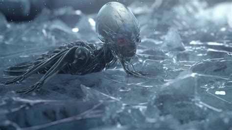 Premium Photo Alien Creature Frozen In Ice A Scifi Monster In A