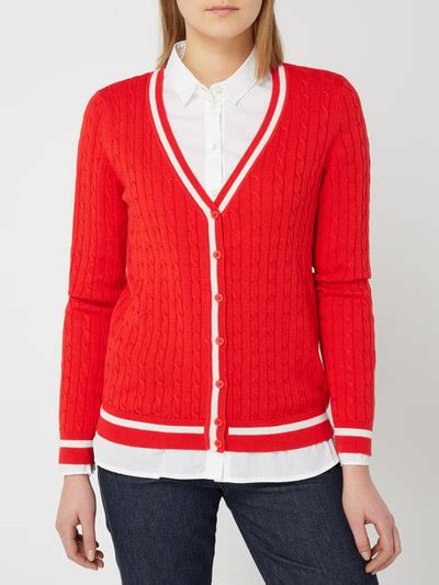 Montego Cardigan Mit Kontraststreifen Hellrot Online Kaufen