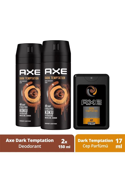 Axe Dark Temptation Erkek Deodorant Sprey 150 ml x2 Cep Parfümü 17 ml