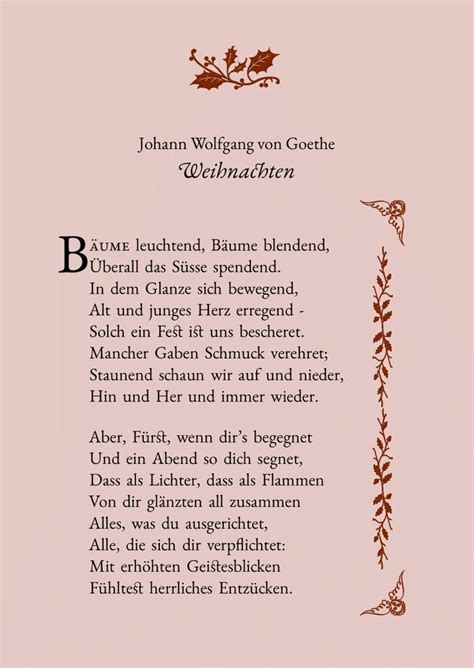 Gedichtkarte Weihnachten Johann Wolfgang Von Goethe