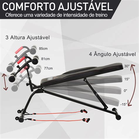 Banco De Abdominais Ajustável Em Altura Apoio De Pernas De 4