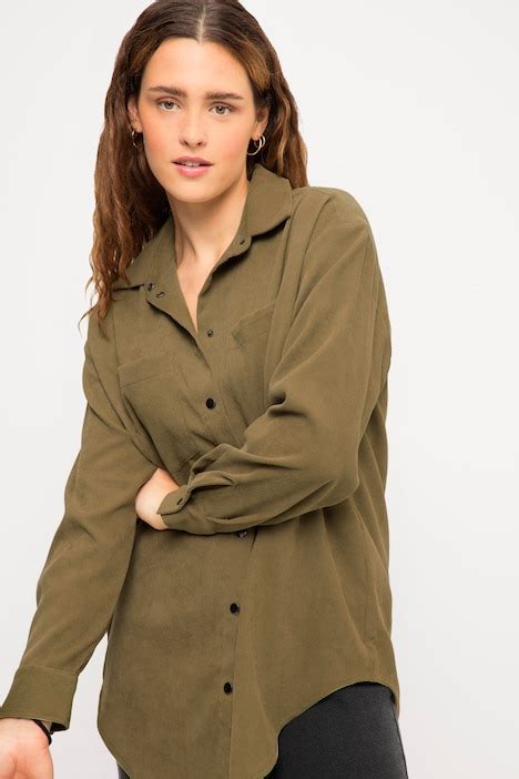 Corduroy Overhemd Oversized Overhemdkraag Lange Mouwen Alle