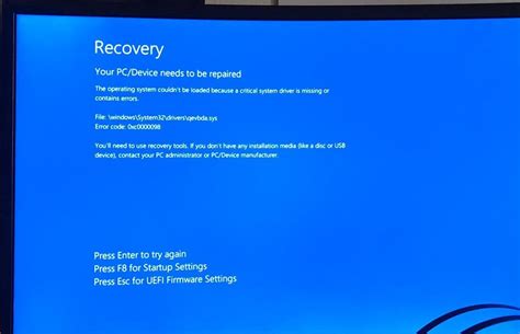 Windows 11 yüklerken Your PC Device needs to be repaired hatası