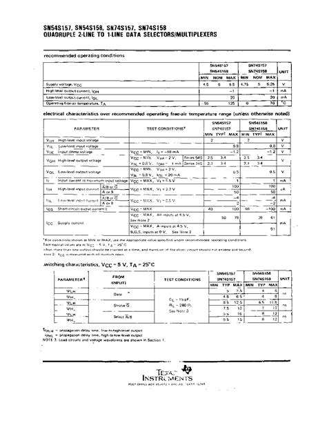 Ls Datasheet Pages Ti Quadruple Line To Line Data