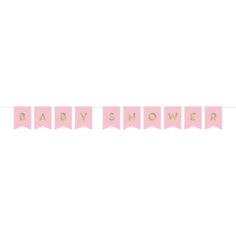 Baby Shower Ribbon Banner-Pink - The Party Warehouse