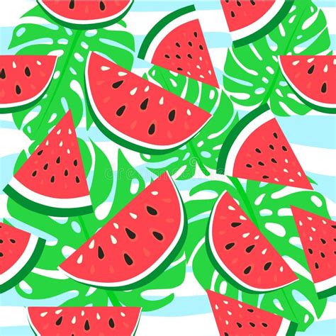 Vector Watermelon Background With Black Seeds Seamless Watermelons